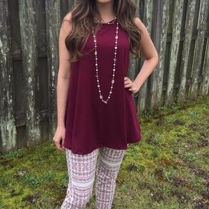 Trapeze Tunic Top - jersey knit burgundy